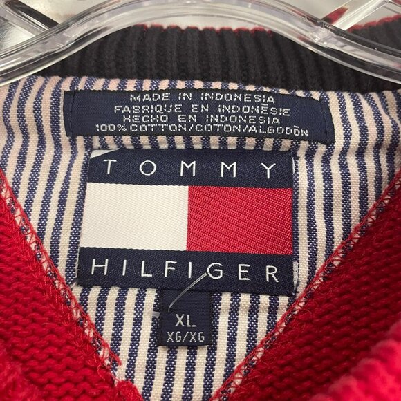 Tommy Hilfiger Womens Tight Knit Sweater Long Sleeve Red/Multi Size XL Heavy - Picture 8 of 8